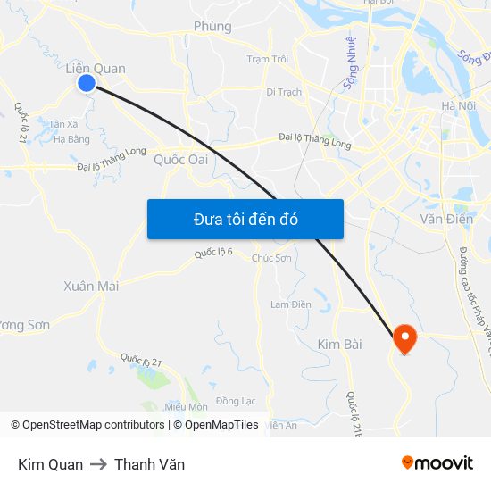 Kim Quan to Thanh Văn map