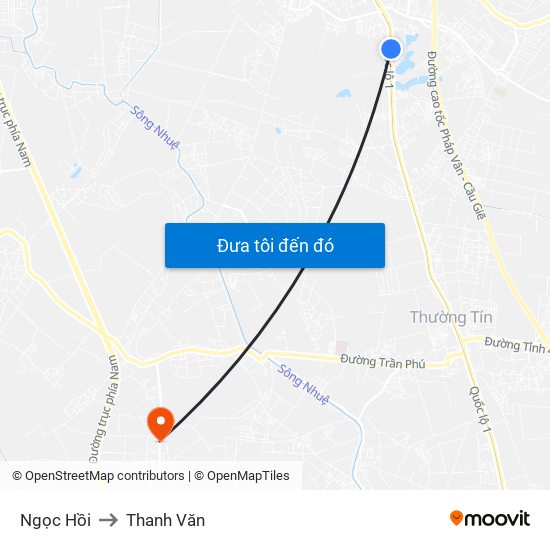 Ngọc Hồi to Thanh Văn map
