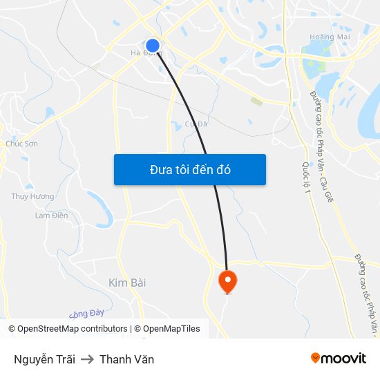 Nguyễn Trãi to Thanh Văn map