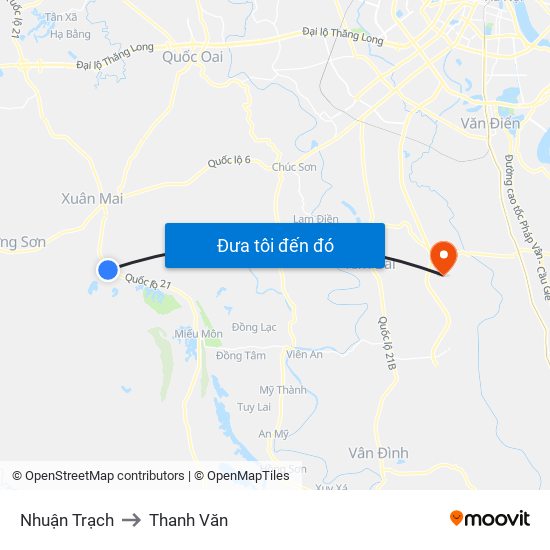 Nhuận Trạch to Thanh Văn map