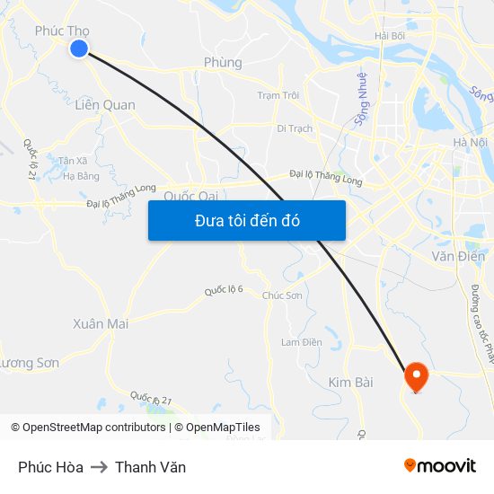 Phúc Hòa to Thanh Văn map