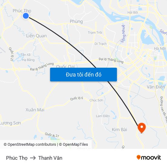 Phúc Thọ to Thanh Văn map