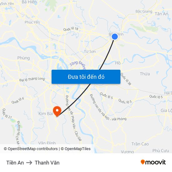 Tiền An to Thanh Văn map