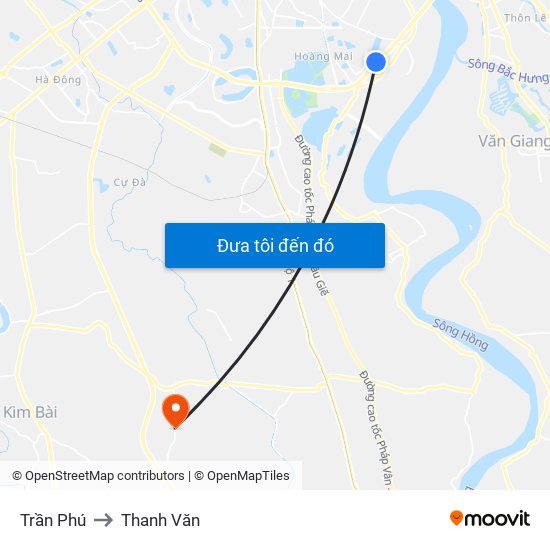 Trần Phú to Thanh Văn map