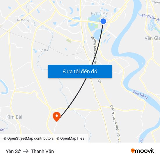 Yên Sở to Thanh Văn map