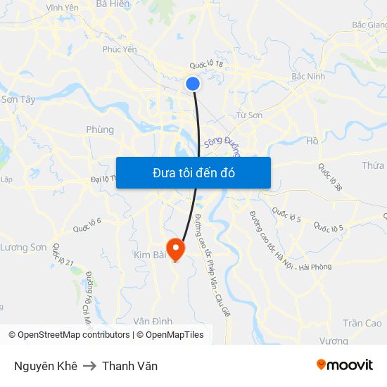 Nguyên Khê to Thanh Văn map