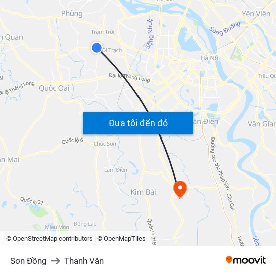 Sơn Đồng to Thanh Văn map