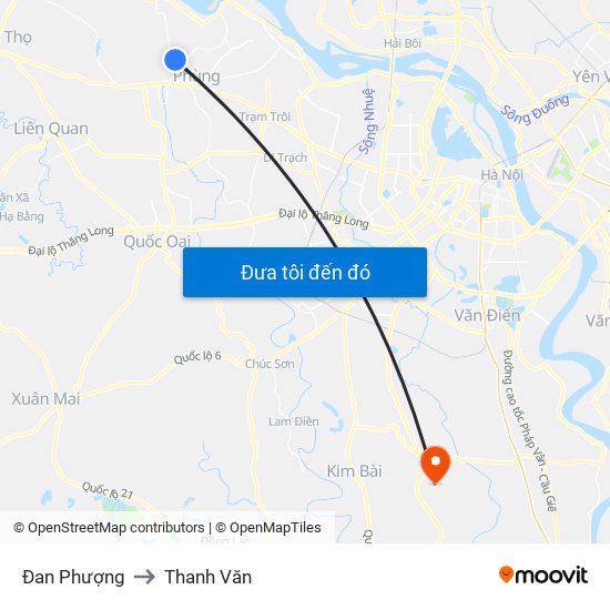 Đan Phượng to Thanh Văn map