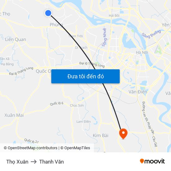 Thọ Xuân to Thanh Văn map