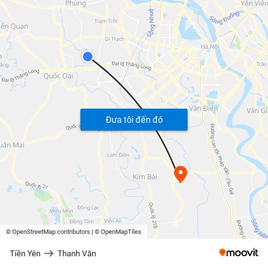 Tiền Yên to Thanh Văn map