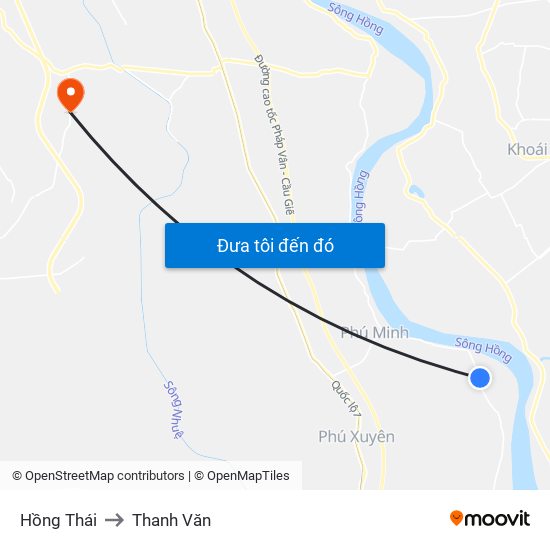 Hồng Thái to Thanh Văn map