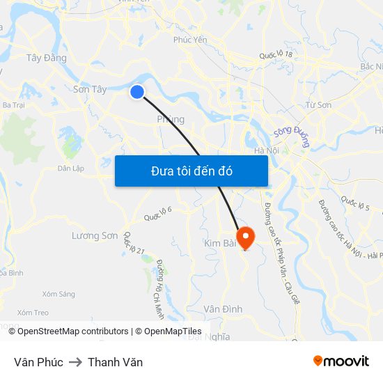 Vân Phúc to Thanh Văn map