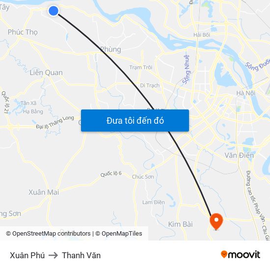 Xuân Phú to Thanh Văn map