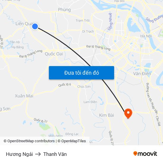 Hương Ngải to Thanh Văn map