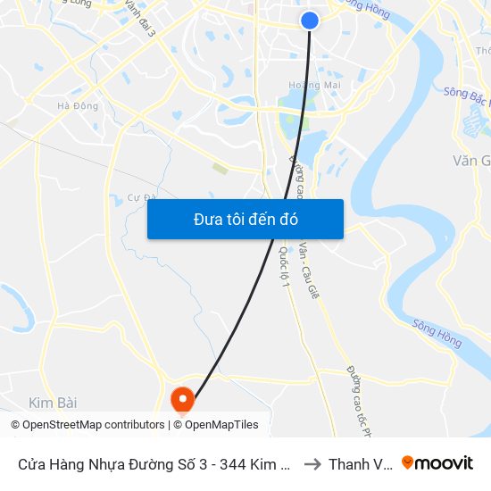 Cửa Hàng Nhựa Đường Số 3 - 344 Kim Ngưu to Thanh Văn map