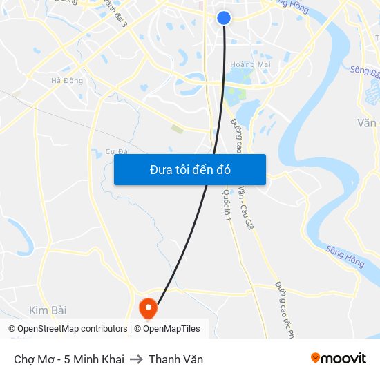 Chợ Mơ - 5 Minh Khai to Thanh Văn map