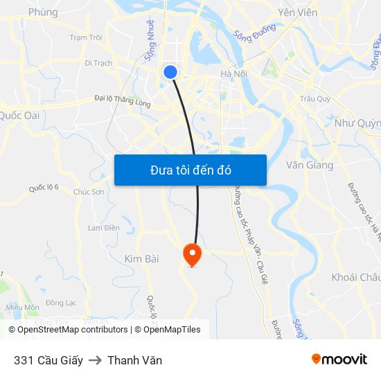 331 Cầu Giấy to Thanh Văn map