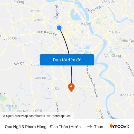 Qua Ngã 3 Phạm Hùng - Đình Thôn (Hướng Đi Phạm Văn Đồng) to Thanh Văn map