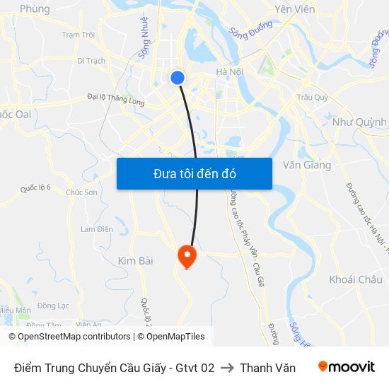 Điểm Trung Chuyển Cầu Giấy - Gtvt 02 to Thanh Văn map