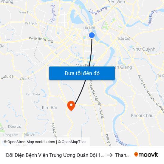 Đối Diện Bệnh Viện Trung Ương Quân Đội 108 - Trần Hưng Đạo to Thanh Văn map