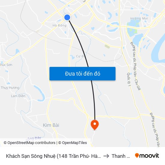 Khách Sạn Sông Nhuệ (148 Trần Phú- Hà Đông) to Thanh Văn map