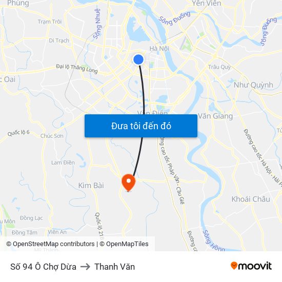 Số 94 Ô Chợ Dừa to Thanh Văn map