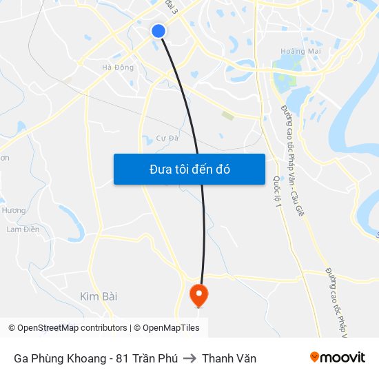 Ga Phùng Khoang - 81 Trần Phú to Thanh Văn map