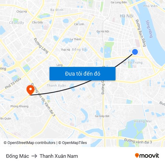 Đống Mác to Thanh Xuân Nam map