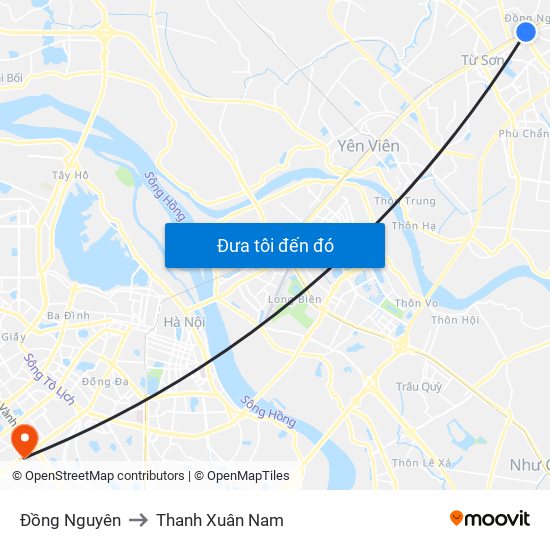 Đồng Nguyên to Thanh Xuân Nam map