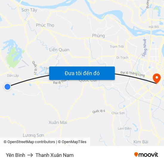 Yên Bình to Thanh Xuân Nam map
