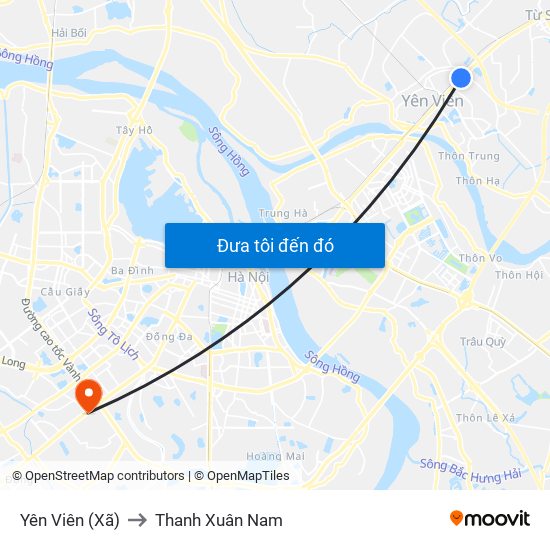 Yên Viên (Xã) to Thanh Xuân Nam map