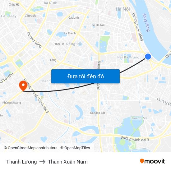 Thanh Lương to Thanh Xuân Nam map