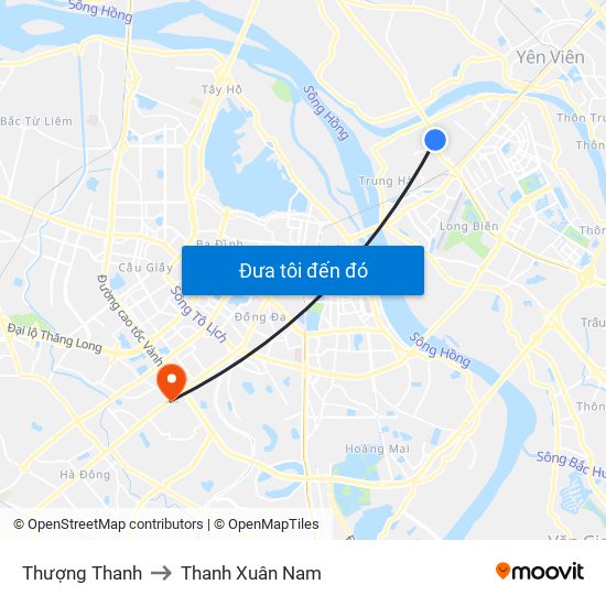 Thượng Thanh to Thanh Xuân Nam map