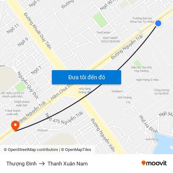 Thượng Đình to Thanh Xuân Nam map