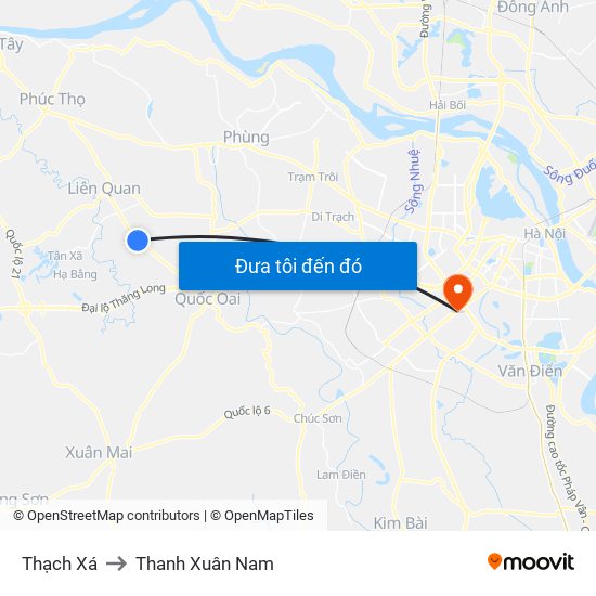 Thạch Xá to Thanh Xuân Nam map