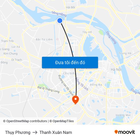 Thụy Phương to Thanh Xuân Nam map