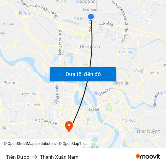 Tiên Dược to Thanh Xuân Nam map