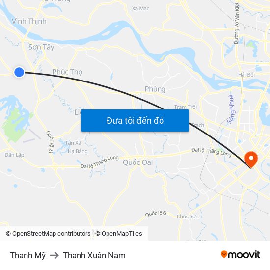 Thanh Mỹ to Thanh Xuân Nam map