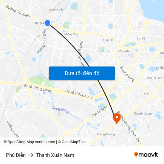 Phú Diễn to Thanh Xuân Nam map