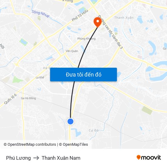 Phú Lương to Thanh Xuân Nam map