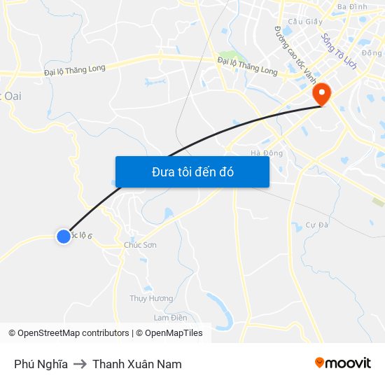 Phú Nghĩa to Thanh Xuân Nam map