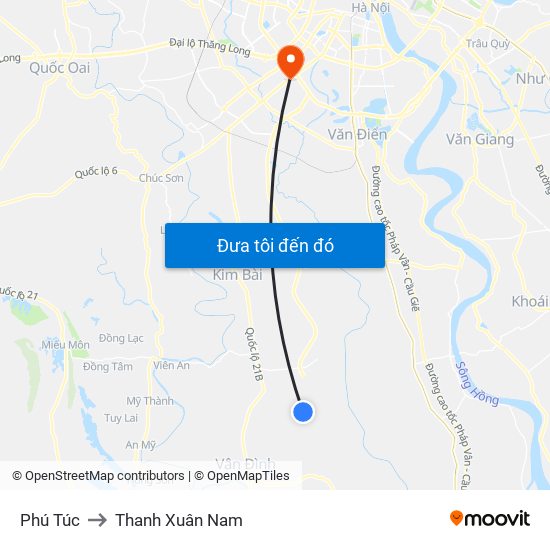 Phú Túc to Thanh Xuân Nam map