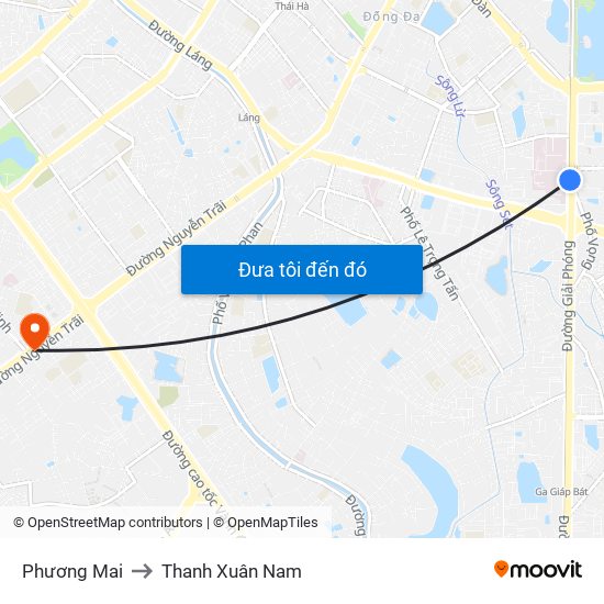 Phương Mai to Thanh Xuân Nam map