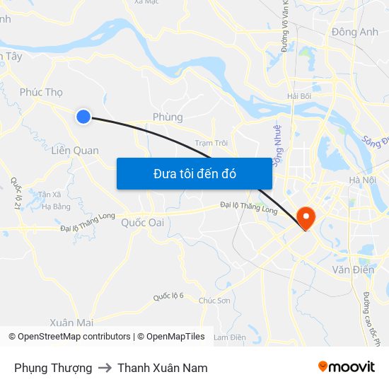 Phụng Thượng to Thanh Xuân Nam map