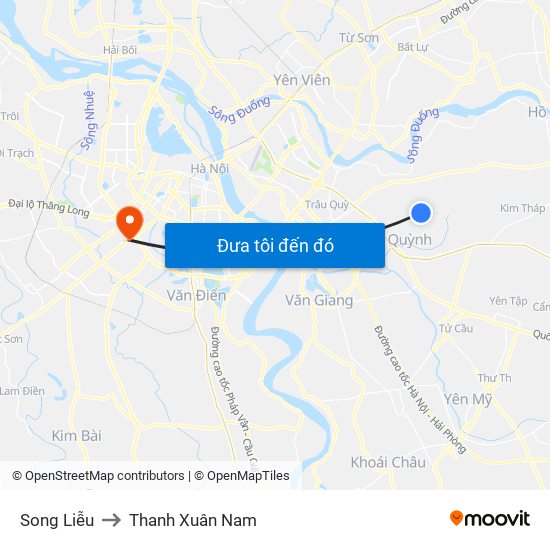 Song Liễu to Thanh Xuân Nam map