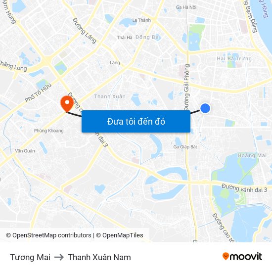 Tương Mai to Thanh Xuân Nam map