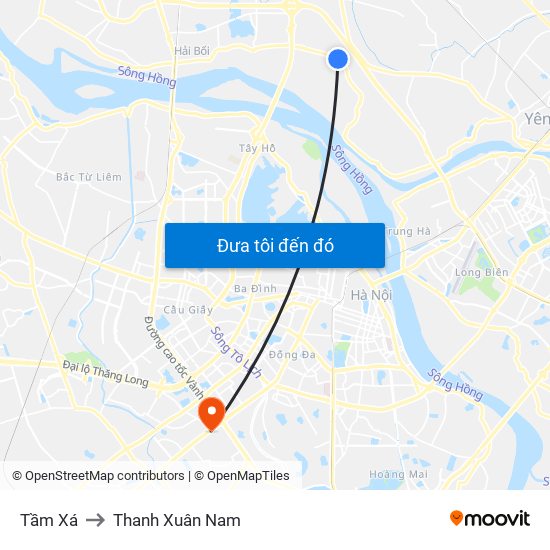 Tầm Xá to Thanh Xuân Nam map