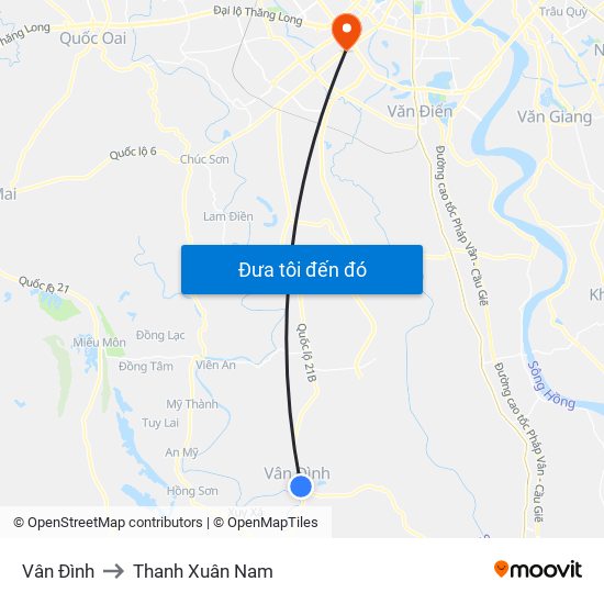 Vân Đình to Thanh Xuân Nam map