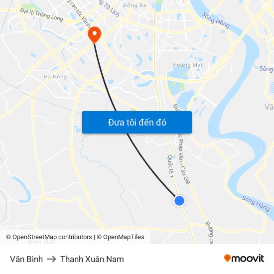 Văn Bình to Thanh Xuân Nam map