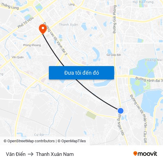 Văn Điển to Thanh Xuân Nam map